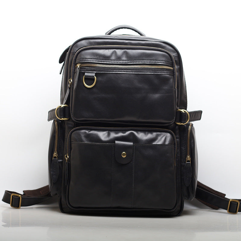 Stylish Vintage Leather School Backpack for Men with Laptop Compartment woyaza