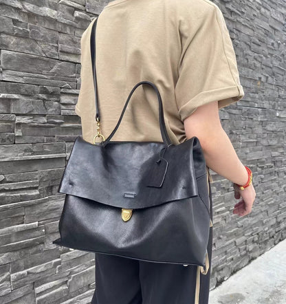 Soft Leather Briefcase Handbag for Professional Women