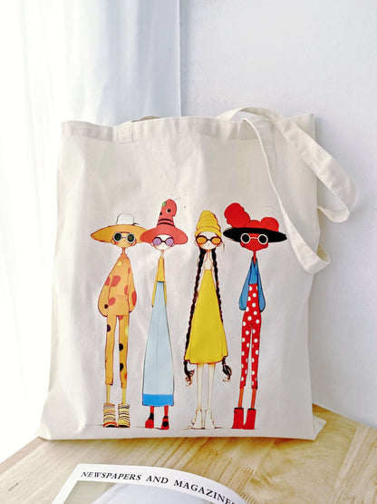 large capacity cotton tote bag for light travel and shopping