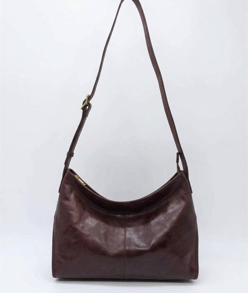 Washed genuine leather crossbody handbag for daily urban exploring