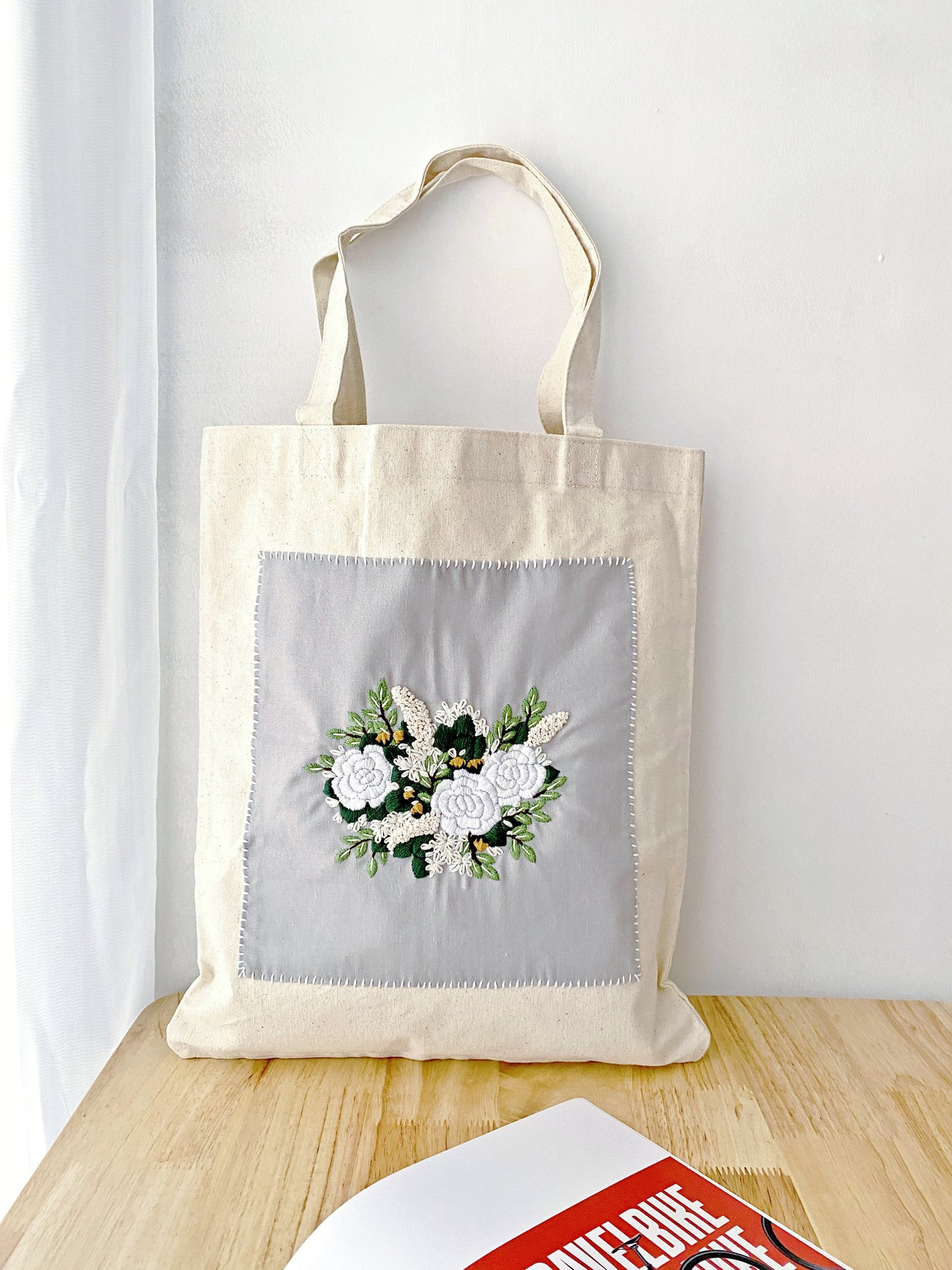 handmade floral embroidered canvas bag for a thoughtful gift