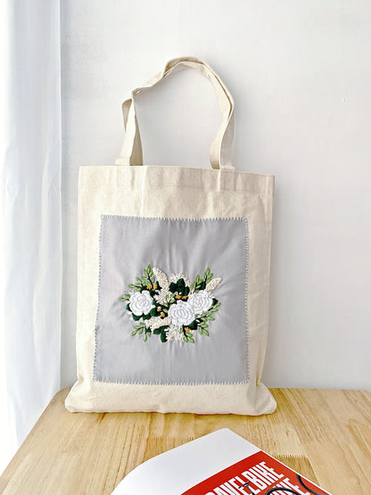 handmade floral embroidered canvas bag for a thoughtful gift