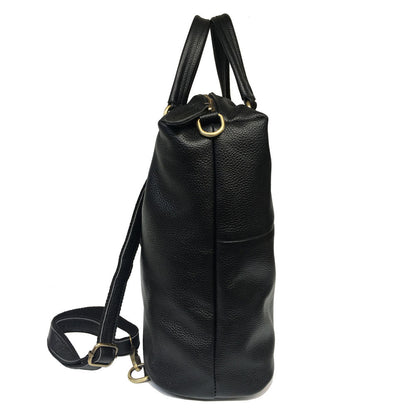 Versatile Black Leather Travel Backpack for Women woyaza