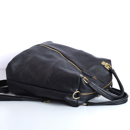 Chic Women's Black Leather Backpack for Travel woyaza