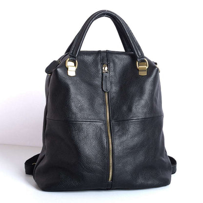 Durable Women's Black Leather Backpack for Travel woyaza