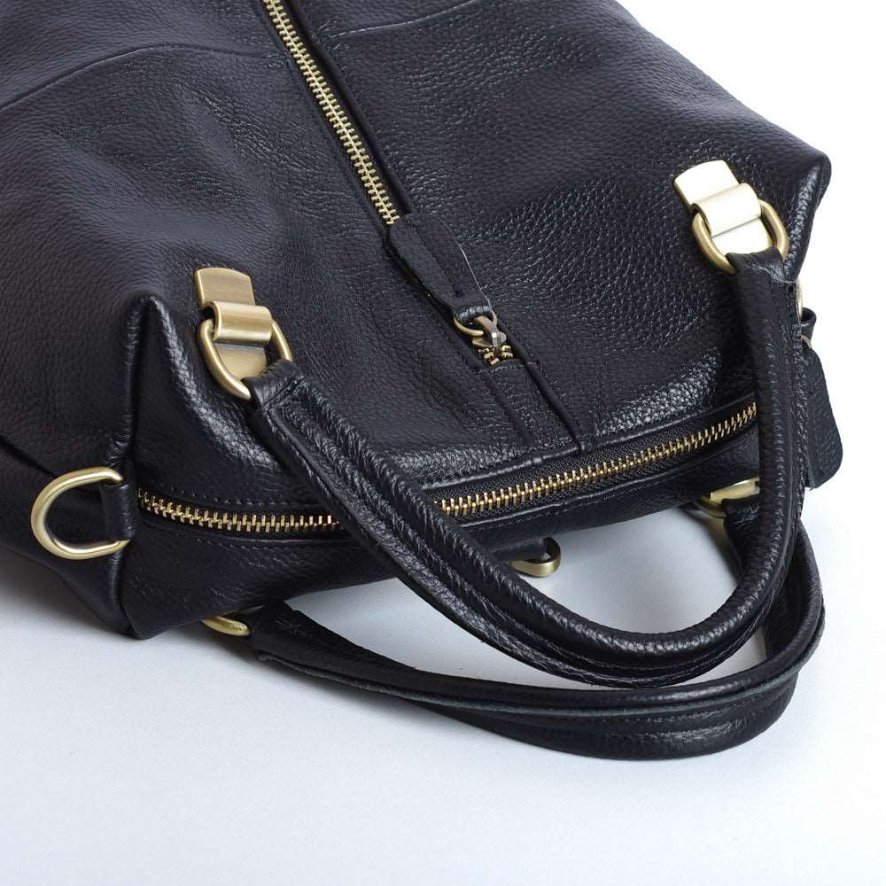 Classic Black Leather Travel Backpack for Women woyaza