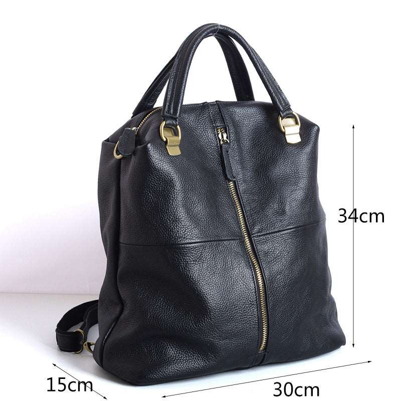 Modern Black Leather Travel Backpack for Women woyaza
