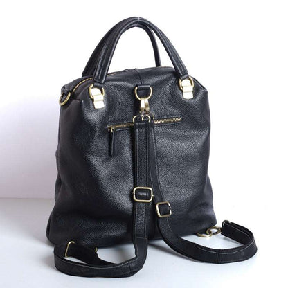 Fashionable Black Leather Backpack for Women's Travel woyaza