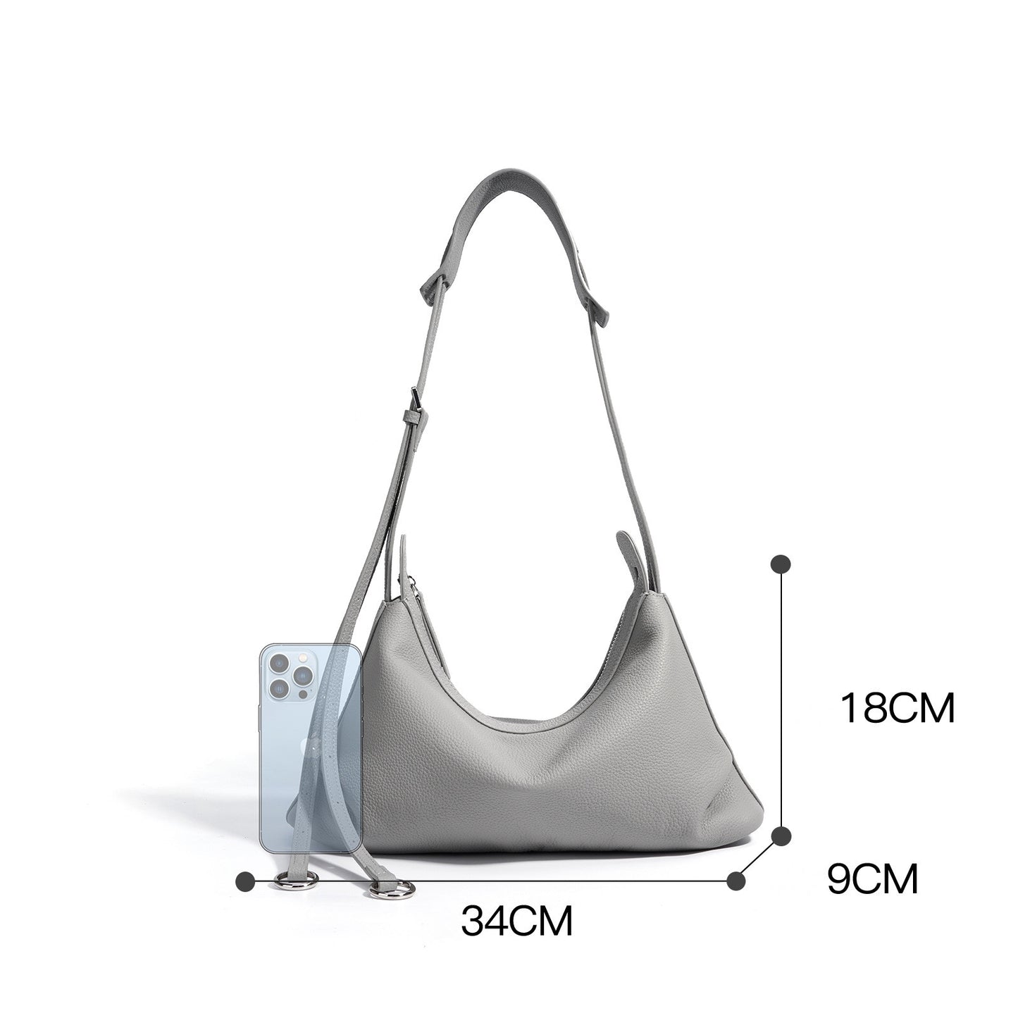 minimalist crossbody bag in genuine leather