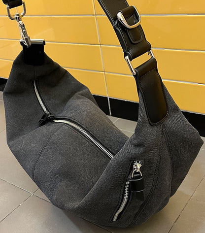 Casual canvas chest bag styled for a laid-back outdoor look