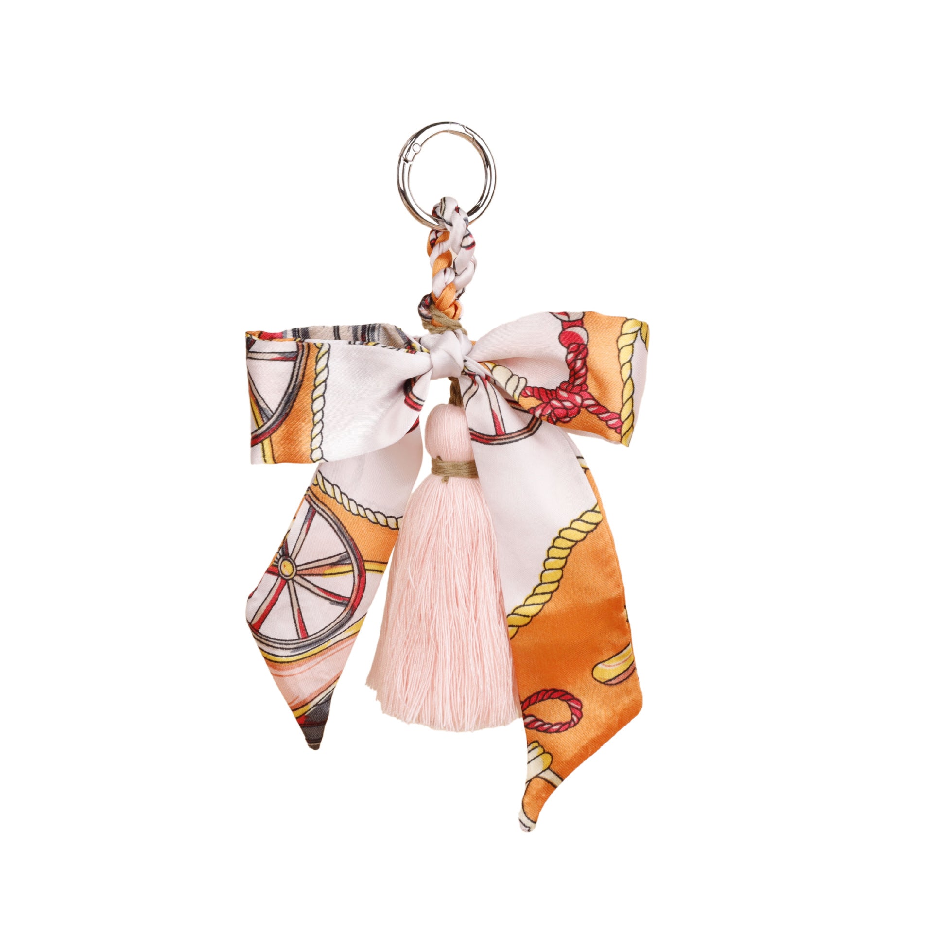 Decorative ribbon tassel clip-on for backpacks and purses