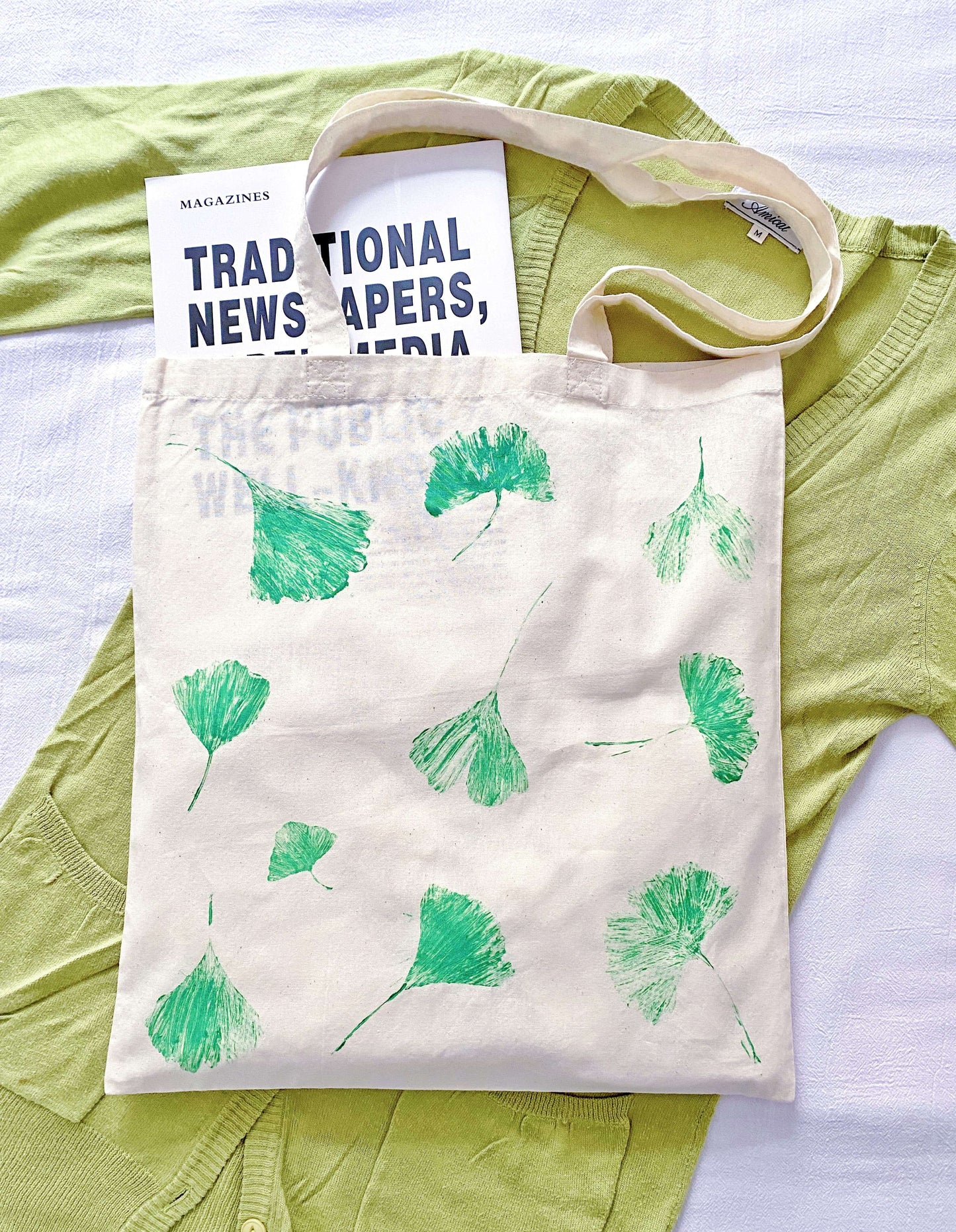 Folded compact cotton bag ready for zero-waste grocery shopping trips